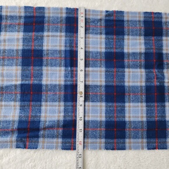 Vtg 90s Tartan‎ Plaid Scarf Blue Red Yellow Fringe 12 x 60 Rectangle Cozy Winter - Picture 9 of 12